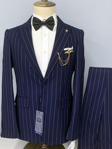 Men's Striped Two Piece Business Suit SMLB0831