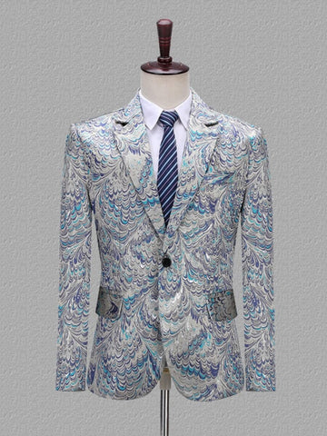 Men's Peacock Jacquard Suit Prom Tuxedo Blazer SM101205