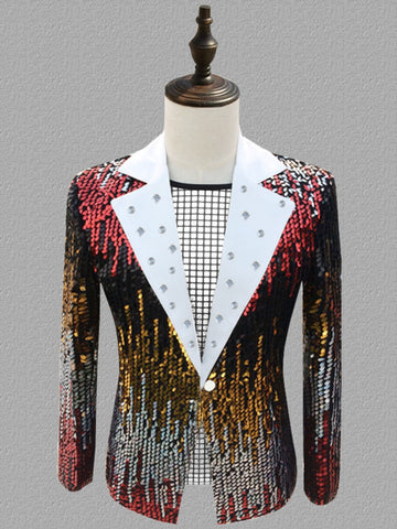 Men's Gradient Sequin Stage Short Tuxedo Jacket SM102904