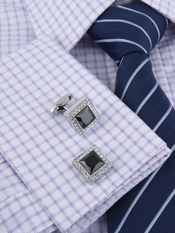 Men's Black Square Zircon Full Diamond Frech Cufflinks SM111008