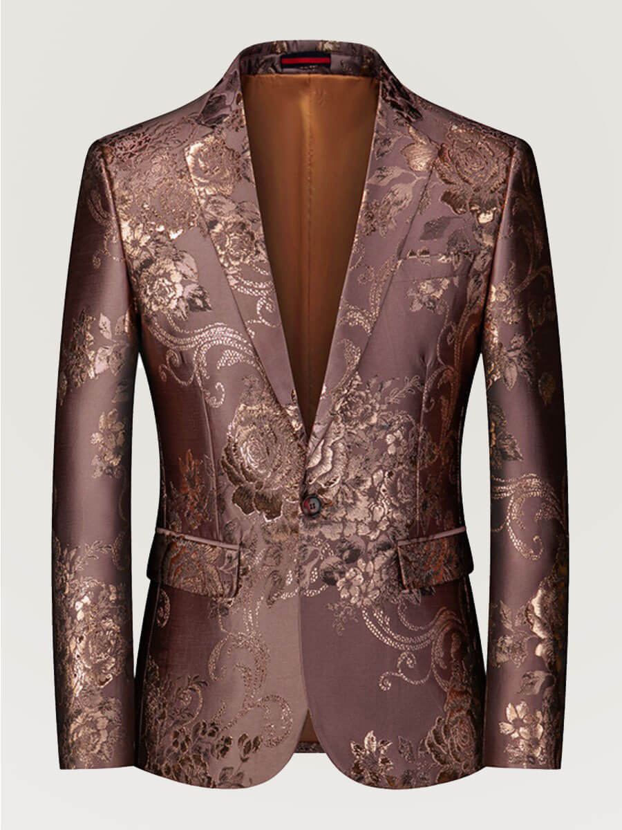 Plus Size Men's Golden Jacquard Dress Coat Blazer SM101302