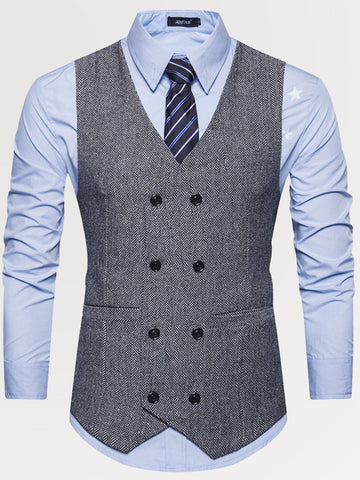 Men's Double-Breasted Formal Suit Dress Vest SM110403