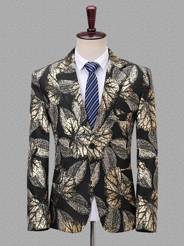 Plus Size Men's Floral Jacquard Slim Fit Blazer Coat SM102409