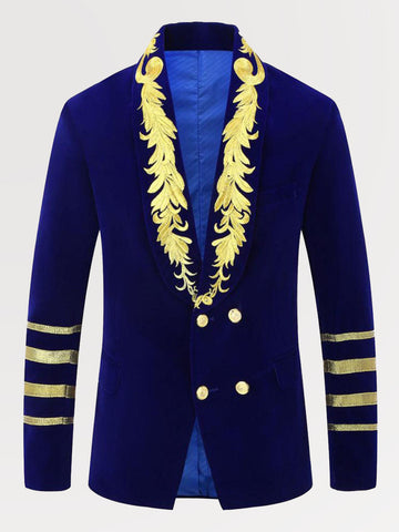 Men's Retro Military Style Embroidery Velvet Blazer SM102902