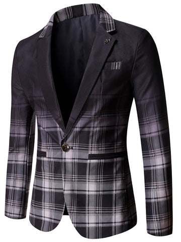 Gradient Checkered Business Mens Blazer SM090507