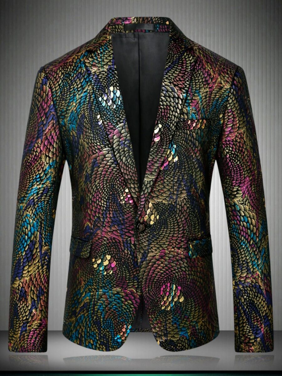 Plus Size Men's Scale Pattern Jacquard Suit Blazer SM101203