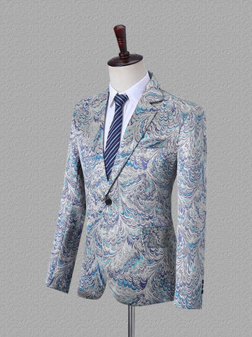 Men's Peacock Jacquard Suit Prom Tuxedo Blazer SM101205