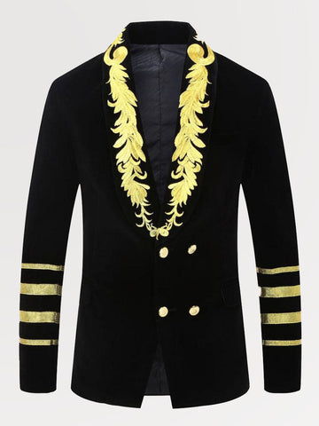 Men's Retro Military Style Embroidery Velvet Blazer SM102902