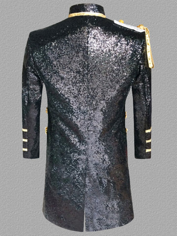 Plus Size Men's Shiny Sequin Chain Military Blazer Costume SM101306