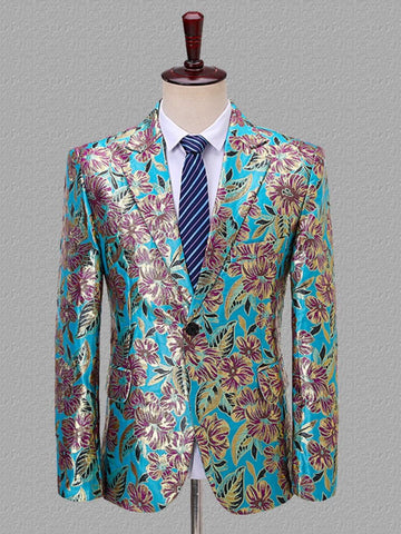 Plus Size Men's Floral Jacquard Slim Fit Blazer Coat SM102409