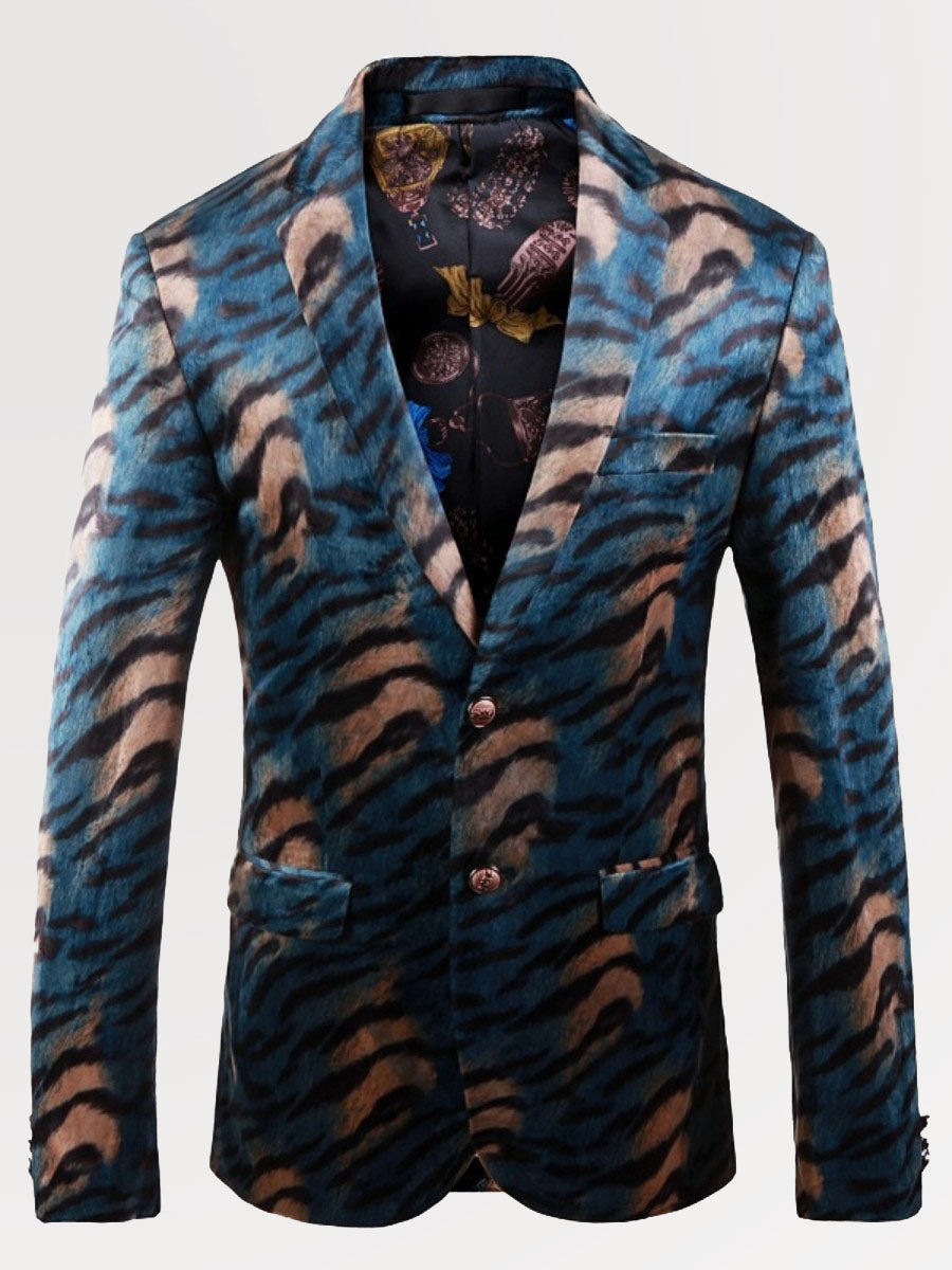 Men's Slim Fit Single Breasted Animal Print Casual Blazer SM103104