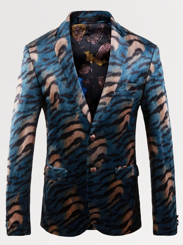 Men's Slim Fit Single Breasted Animal Print Casual Blazer SM103104