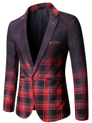 Gradient Checkered Business Mens Blazer SM090507