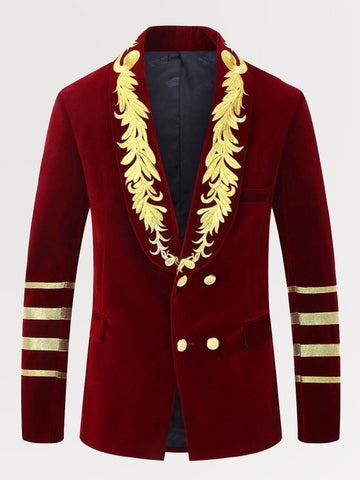 Men's Retro Military Style Embroidery Velvet Blazer SM102902