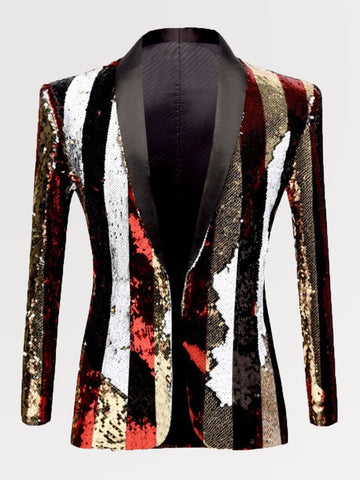 Men's Double-Side Color Stripes Sequins Blazer SM102707