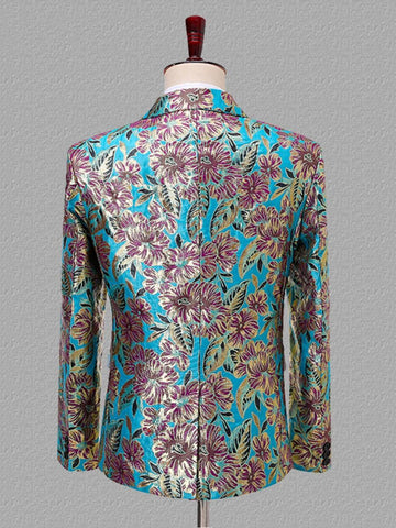 Plus Size Men's Floral Jacquard Slim Fit Blazer Coat SM102409