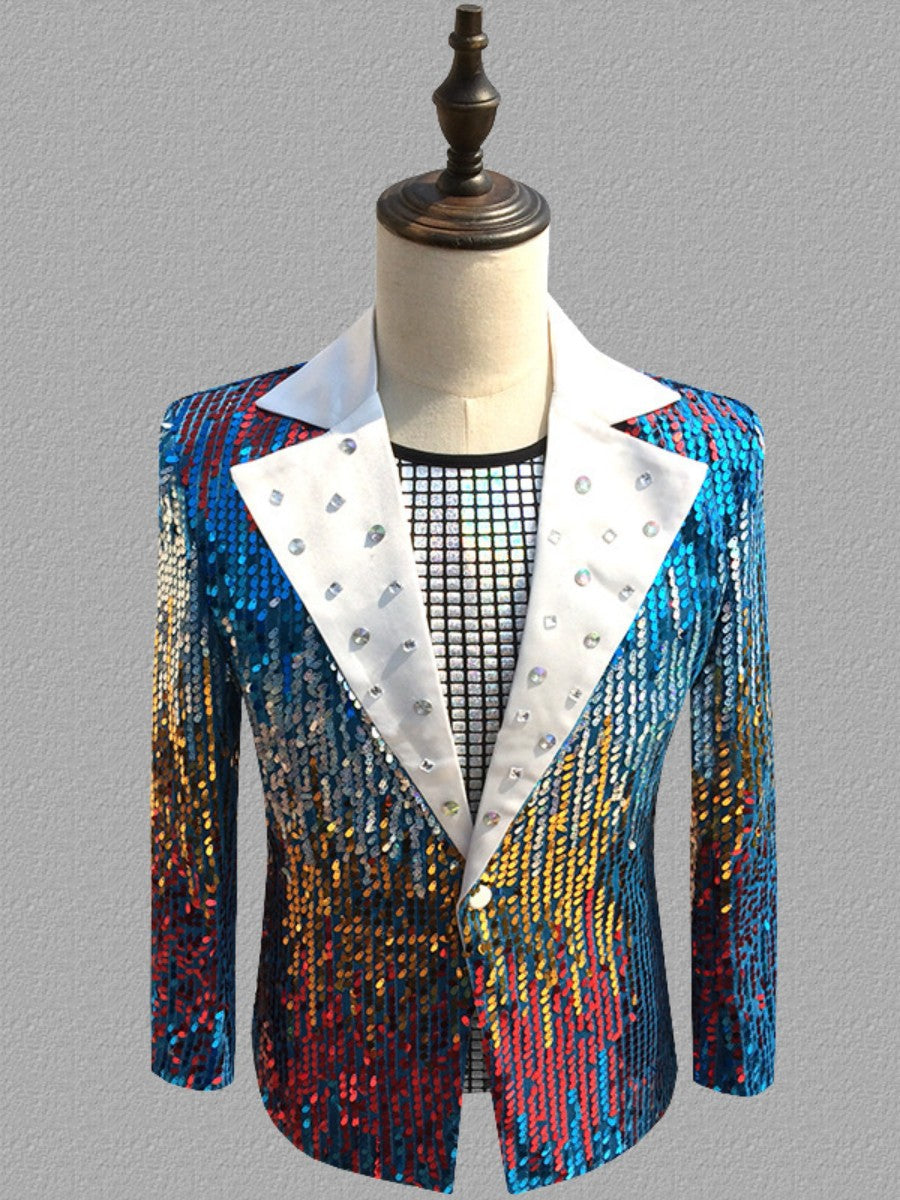 Men's Gradient Sequin Stage Short Tuxedo Jacket SM102904