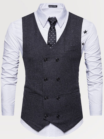 Men's Double-Breasted Formal Suit Dress Vest SM110403