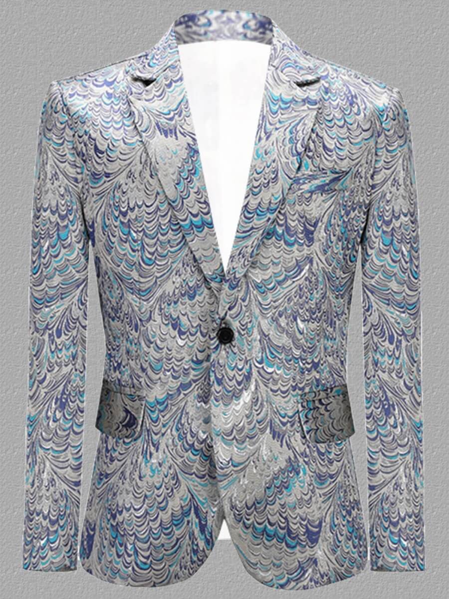 Men's Peacock Jacquard Suit Prom Tuxedo Blazer SM101205