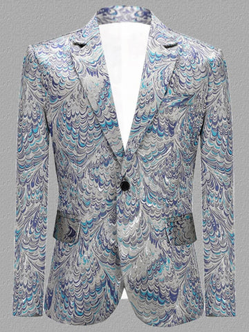 Men's Peacock Jacquard Suit Prom Tuxedo Blazer SM101205