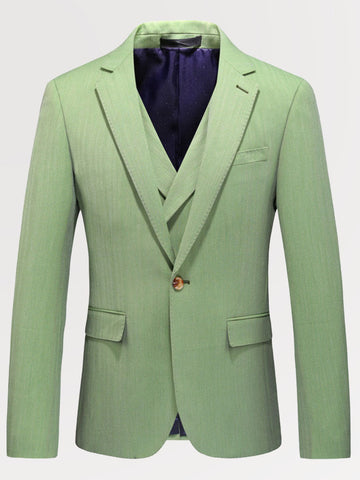 Men's Slim Fit Solid Green Wedding 3 Piece Suits SM110407