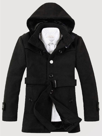 Men's Winter Thicken Fleece Cotton Mid-length Hooded Coat SM100607