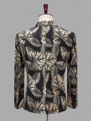 Plus Size Men's Floral Jacquard Slim Fit Blazer Coat SM102409