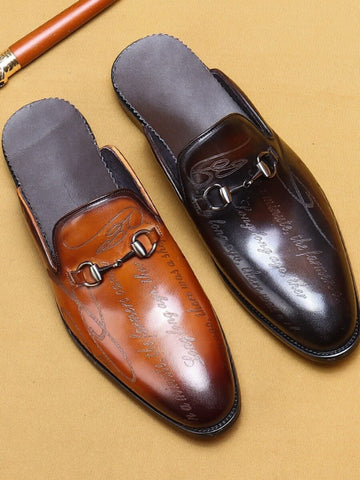 Men's Luxury Genuine Leather Half Slippers SM101404