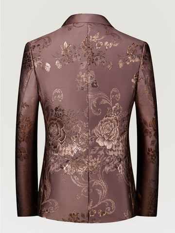 Plus Size Men's Golden Jacquard Dress Coat Blazer SM101302