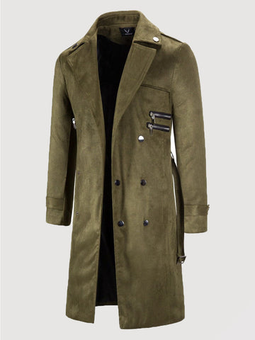 Plus Size Men's Double Breasted Long Pea Coat SM100605