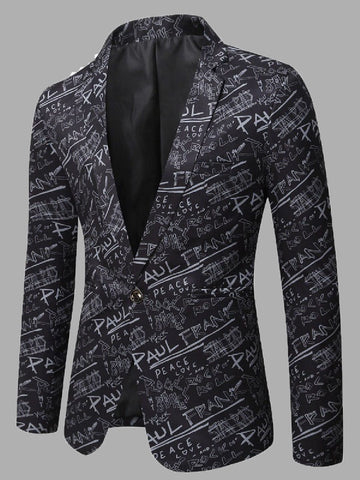 Men's Printed Slim Fit One Button Blazer SM102101