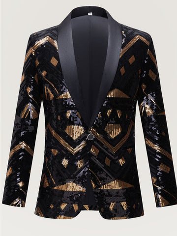 Men's Luxury Triangle Sequin Lapel Blazer SM101308