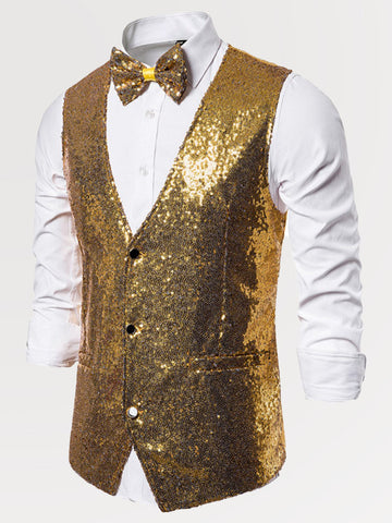 Men's Slim Fit V-Neck Glitter Vest SM102706