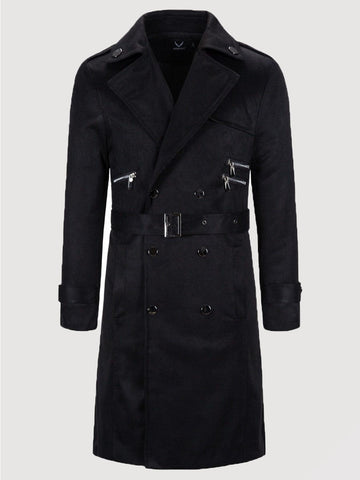 Plus Size Men's Double Breasted Long Pea Coat SM100605