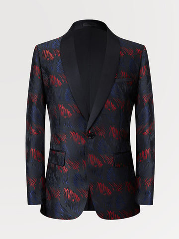 Men's Slim Fit Jacquard Textured Print Tuxedo Jacket SM103102