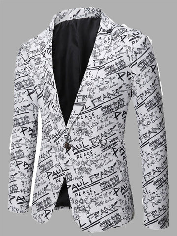 Men's Printed Slim Fit One Button Blazer SM102101