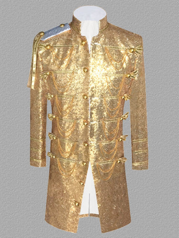 Plus Size Men's Shiny Sequin Chain Military Blazer Costume SM101306