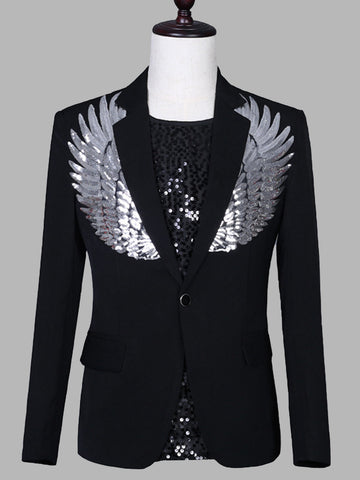 Multicolor Sequin Wings Men's Blazer SMLB127