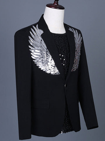 Multicolor Sequin Wings Men's Blazer SMLB127