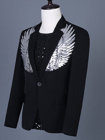 Multicolor Sequin Wings Men's Blazer SMLB127