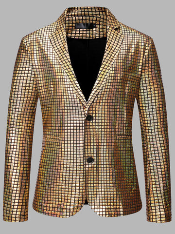 Plaid Hot Stamping Party Men's Blazer SMLB128