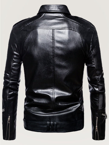 Plus Size Men's Lapel Sports Motorcycle Leather Jacket SM101409