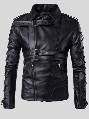 Fashion Men's Zip Motorcycle Leather Jacket SM090606