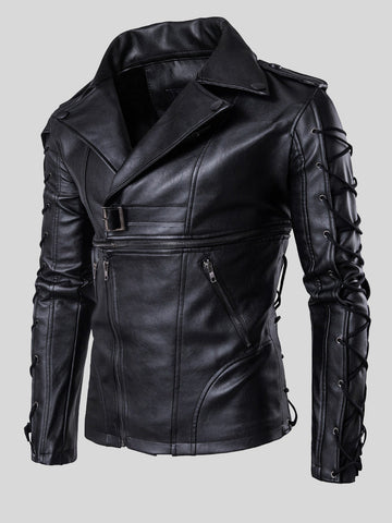 Fashion Men's Zip Motorcycle Leather Jacket SM090606