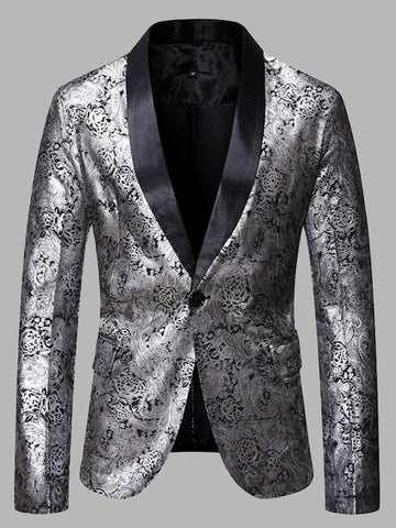 Men's Casual Hot Stamping Print One Button Casual Suit SMLB125