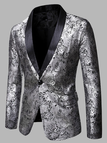 Men's Casual Hot Stamping Print One Button Casual Suit SMLB125