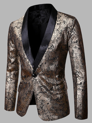 Men's Casual Hot Stamping Print One Button Casual Suit SMLB125