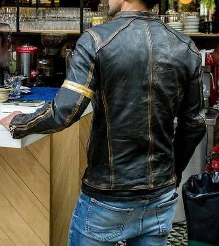 Men's Stand-Up Collar Punk Leather Jacket S092601