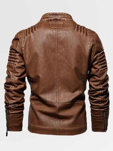 Plus Size Men's Stand Collar Ruffle Casual Leather Jacket SM101505