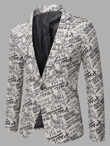 Men's Printed Slim Fit One Button Blazer SM102101